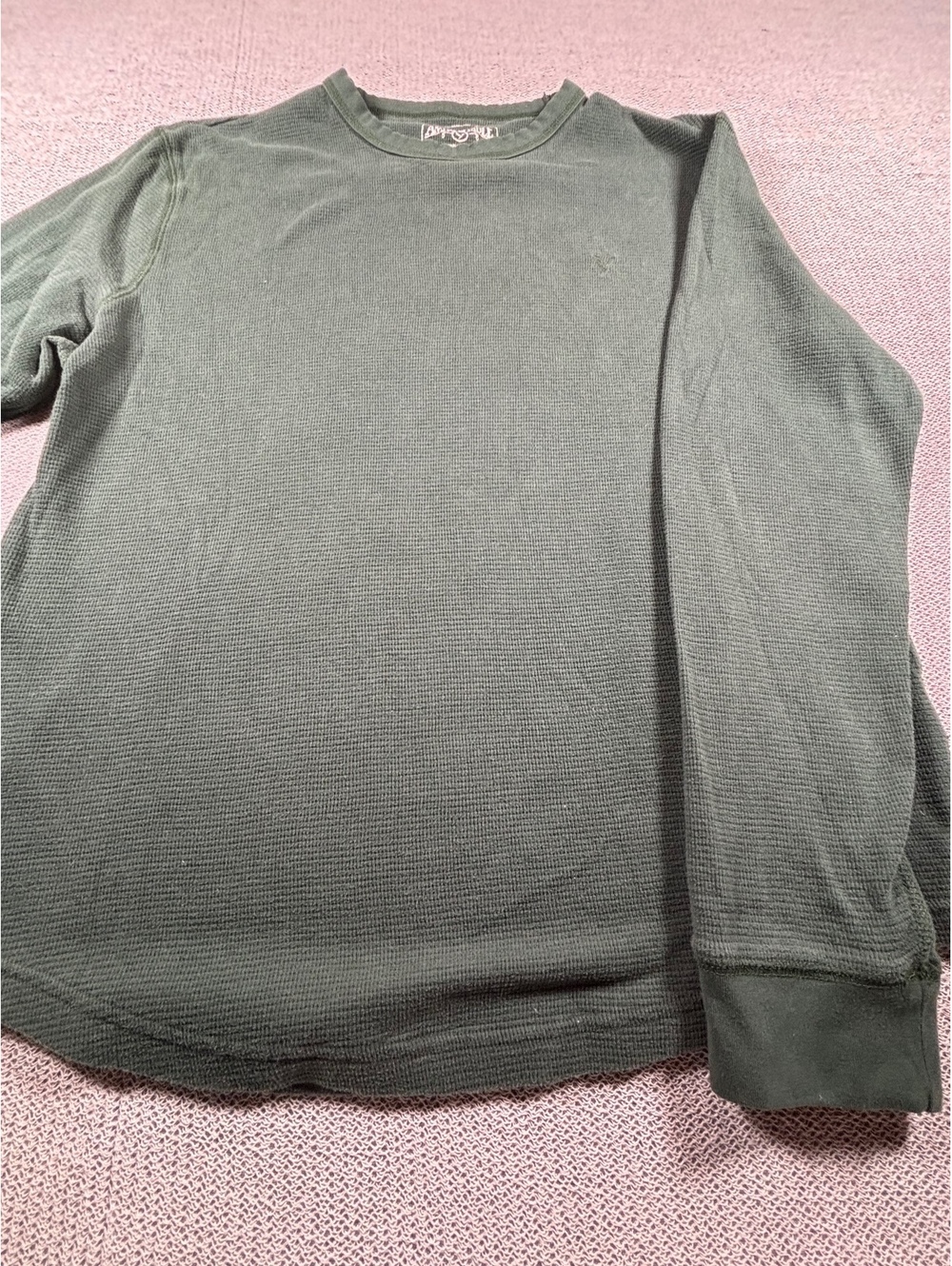 American Eagle Men's Long Sleeve Thermal Shirt Green Large